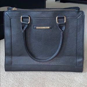 Black leather mini tote bag